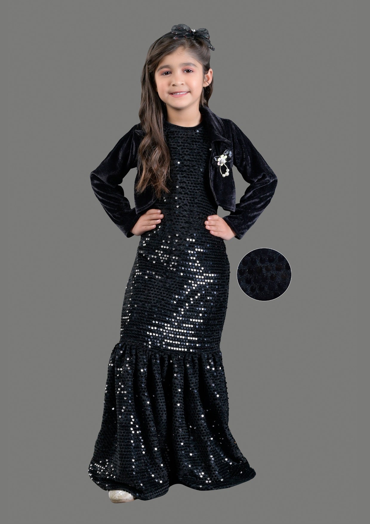 Titrit black velvet gown with shrug