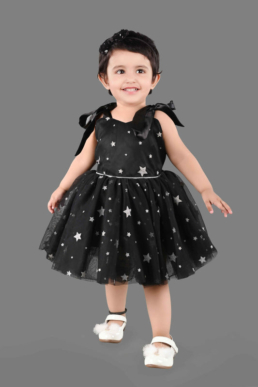 Fit and Flare Net Party Frock (Black)