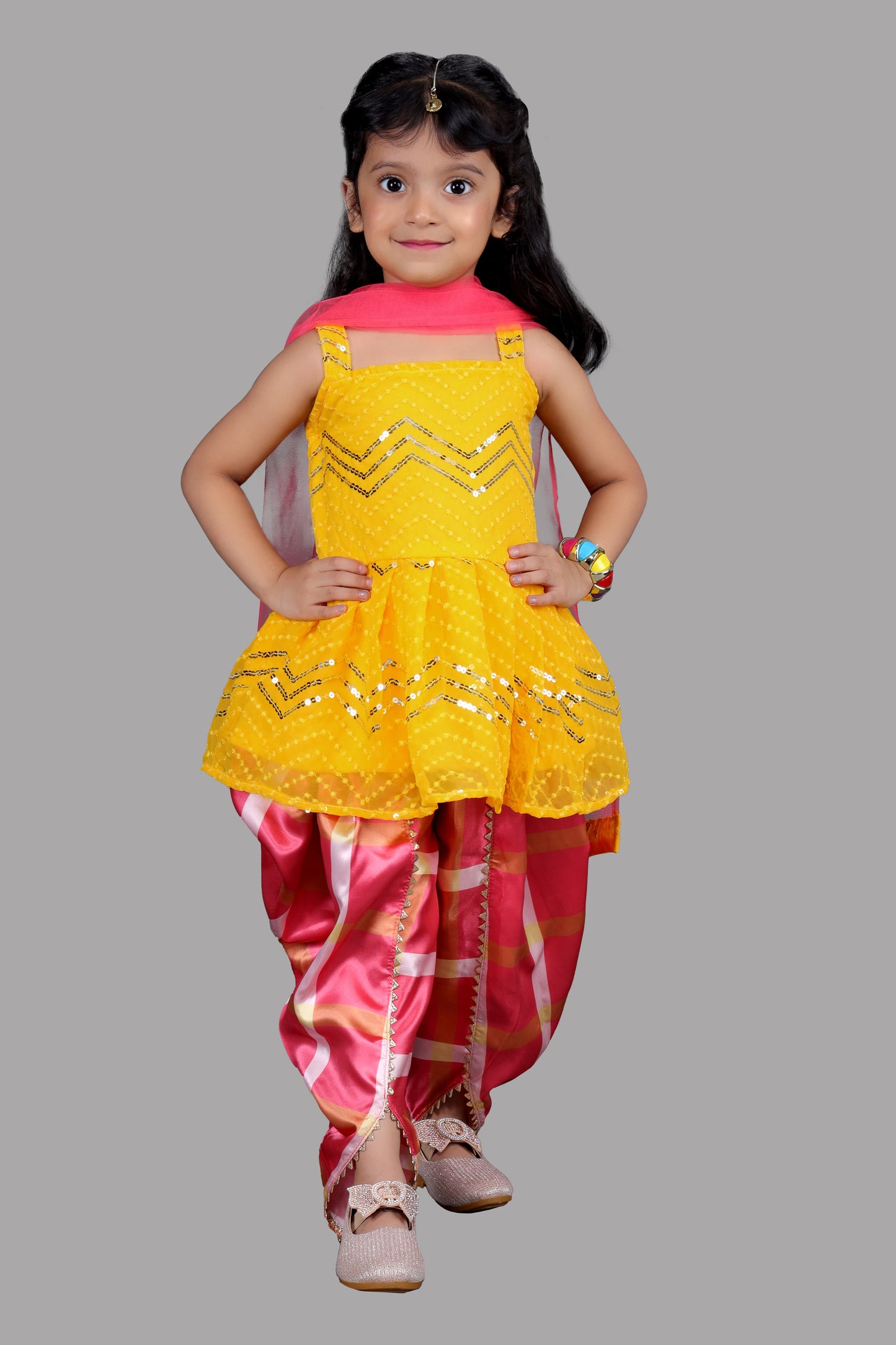 Kurta & Sharara with Dupatta (Yellow)