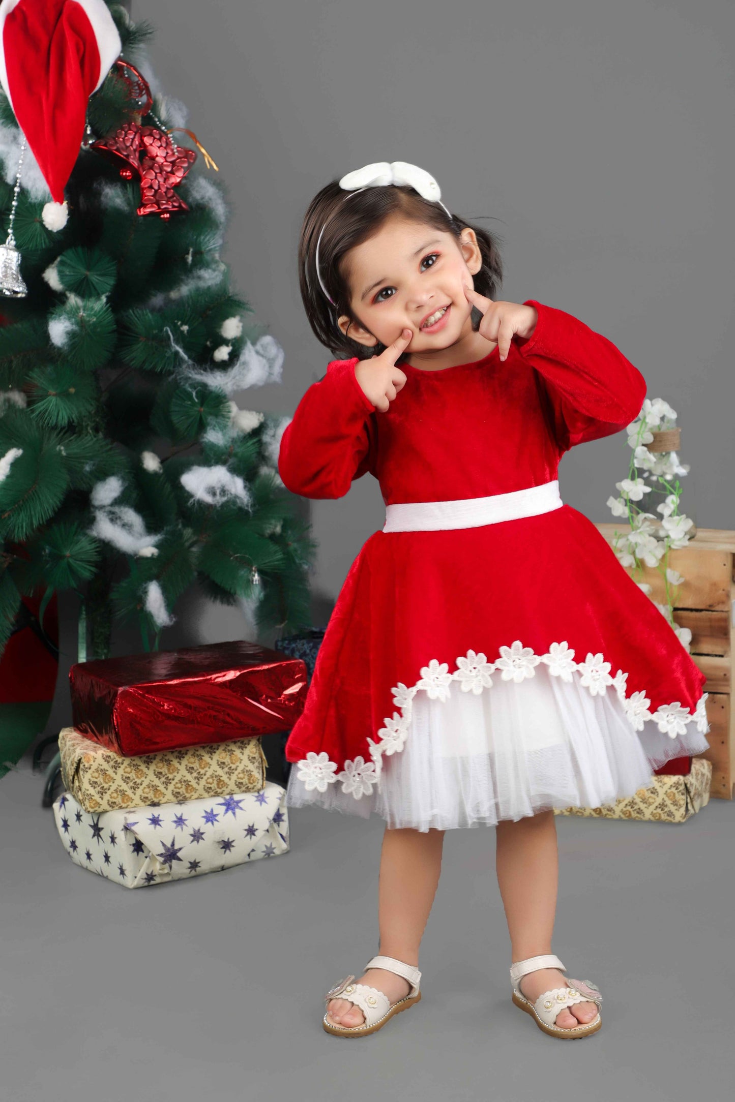 Christmas Velvet Tulle Frock (Red)