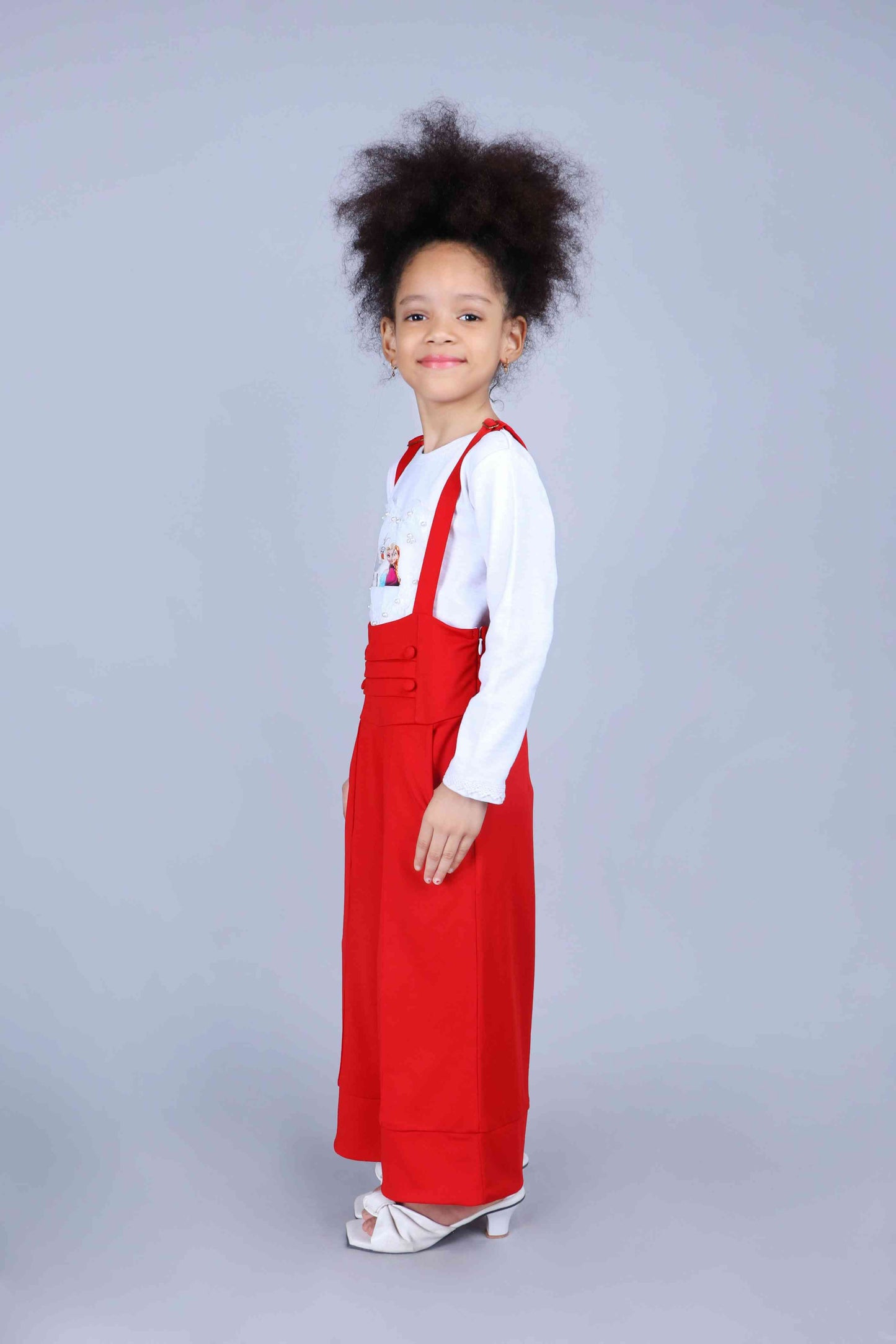 Full Sleeves Top and Dungaree Set (Red)