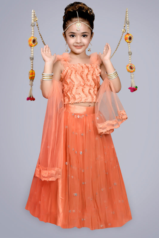 Choli-Lehenga Set with Dupatta (Peach)