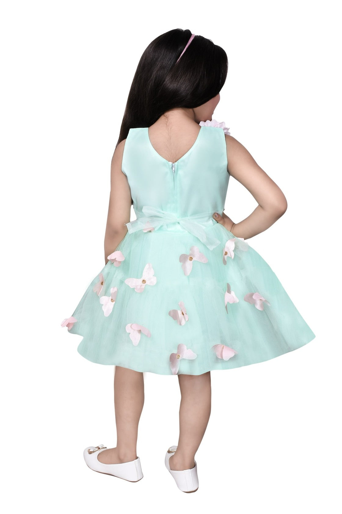 Butterfly Party Frock (Green and Pink)