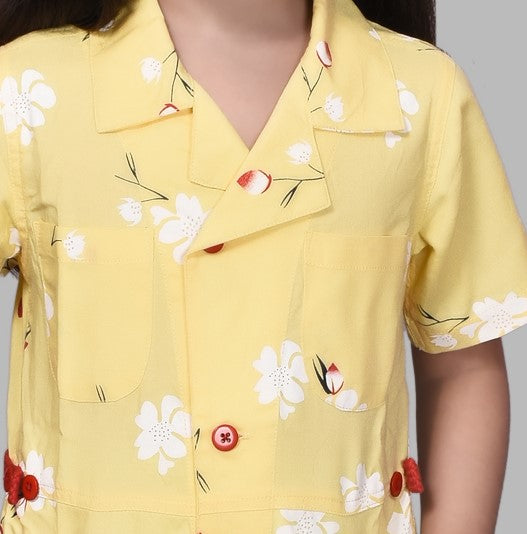 Floral Front Buttoned Jumpsuit (Yellow)