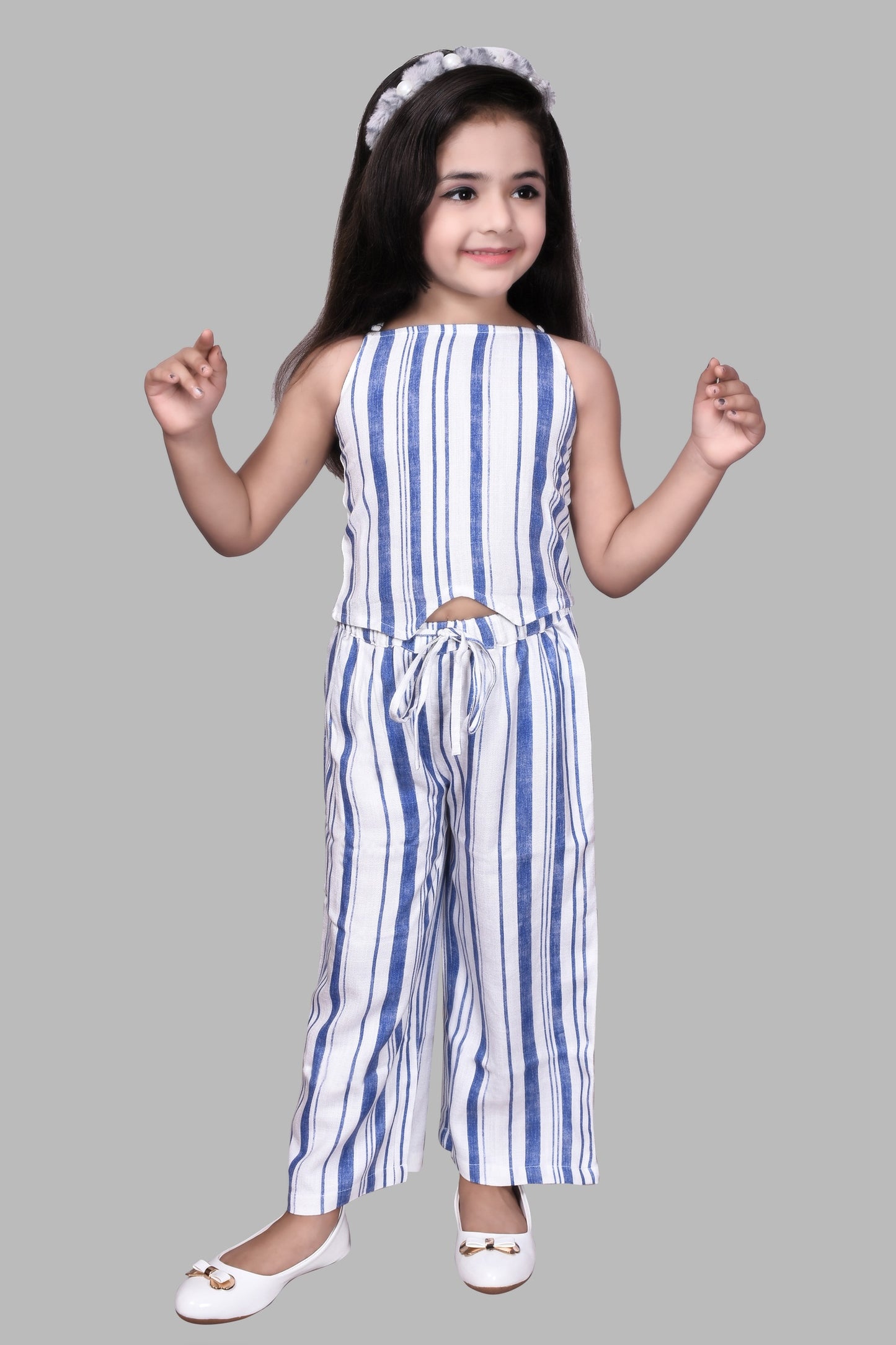 Palazzo and Top Set (White Striped)